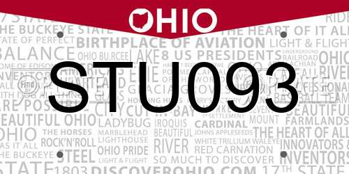 STU093 Ohio License Plate