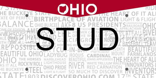 STUD Ohio License Plate