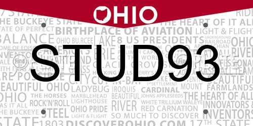 STUD93 Ohio License Plate