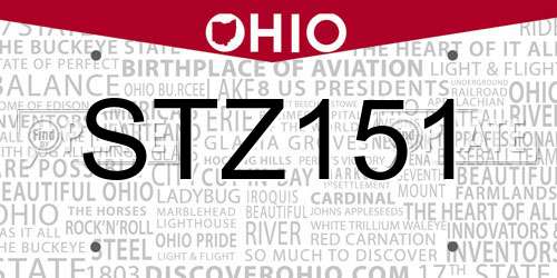 STZ151 Ohio License Plate
