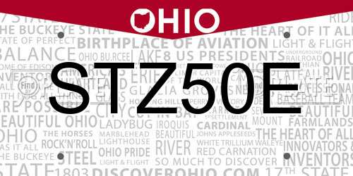 STZ50E Ohio License Plate