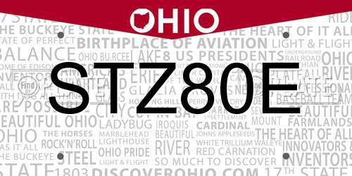 STZ80E Ohio License Plate