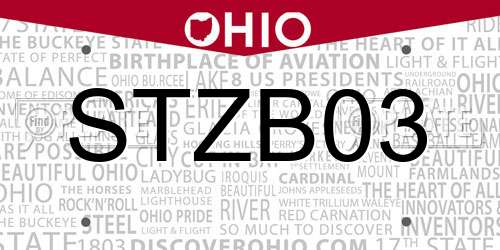 STZB03 Ohio License Plate