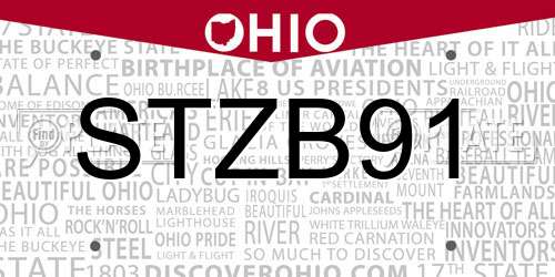STZB91 Ohio License Plate
