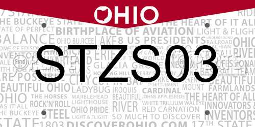 STZS03 Ohio License Plate