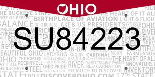 SU84223 Ohio License Plate