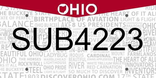SUB4223 Ohio License Plate