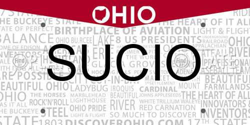 SUCIO Ohio License Plate