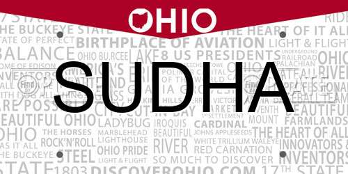 SUDHA Ohio License Plate