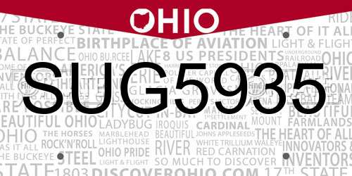 SUG5935 Ohio License Plate