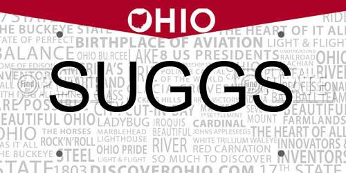 SUGGS Ohio License Plate