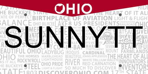 SUNNYTT Ohio License Plate