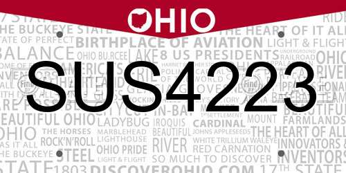 SUS4223 Ohio License Plate