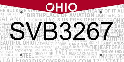 SVB3267 Ohio License Plate