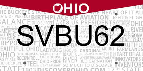 SVBU62 Ohio License Plate