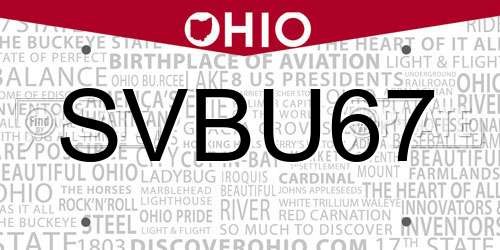 SVBU67 Ohio License Plate