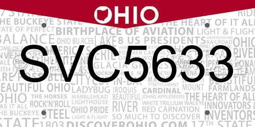 SVC5633 Ohio License Plate