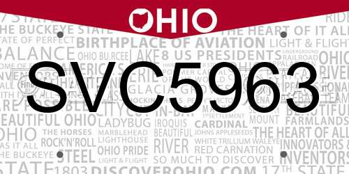 SVC5963 Ohio License Plate