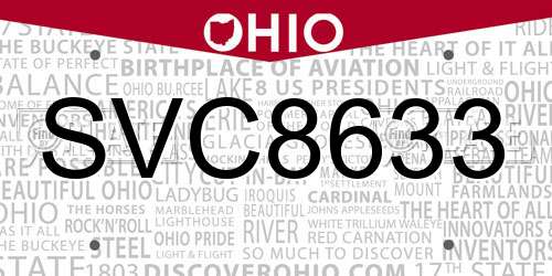 SVC8633 Ohio License Plate