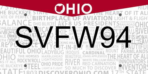 SVFW94 Ohio License Plate