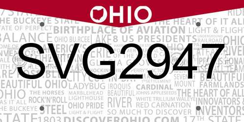 SVG2947 Ohio License Plate