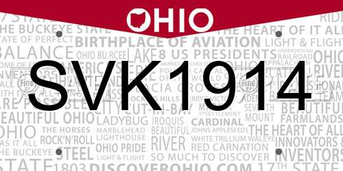 SVK1914 Ohio License Plate