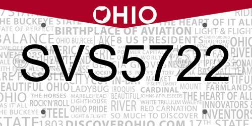 SVS5722 Ohio License Plate