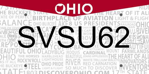 SVSU62 Ohio License Plate