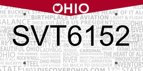 SVT6152 Ohio License Plate