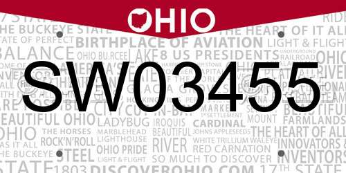 SW03455 Ohio License Plate