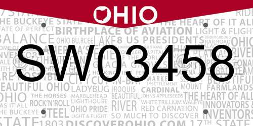 SW03458 Ohio License Plate