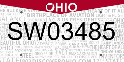 SW03485 Ohio License Plate