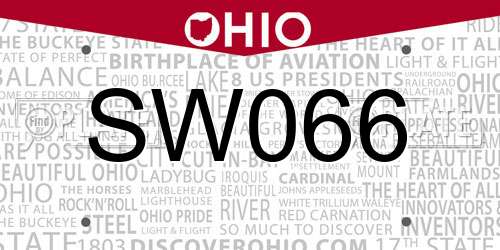 SW066 Ohio License Plate