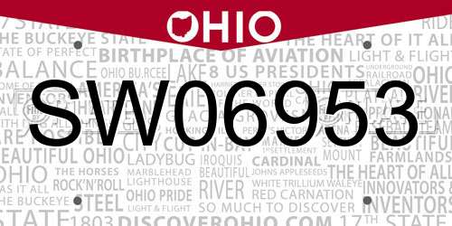 SW06953 Ohio License Plate