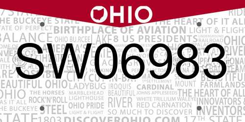 SW06983 Ohio License Plate
