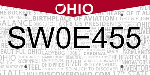 SW0E455 Ohio License Plate