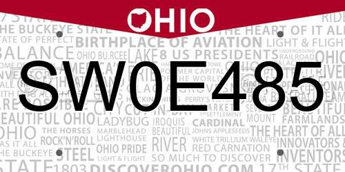 SW0E485 Ohio License Plate