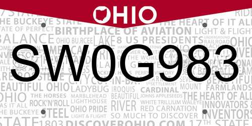 SW0G983 Ohio License Plate