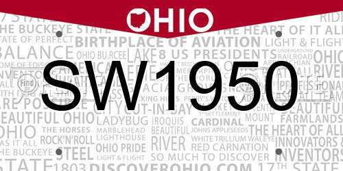 SW1950 Ohio License Plate