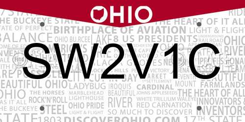 SW2V1C Ohio License Plate