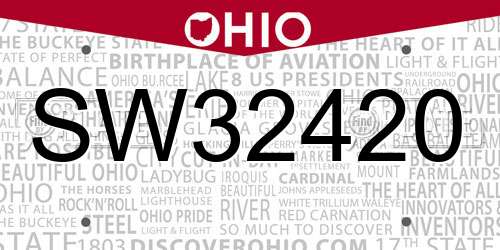 SW32420 Ohio License Plate