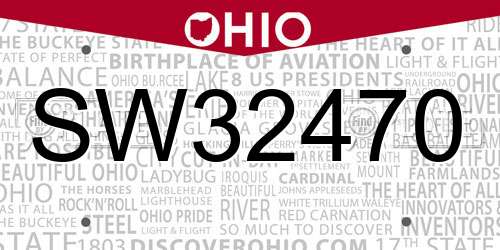 SW32470 Ohio License Plate