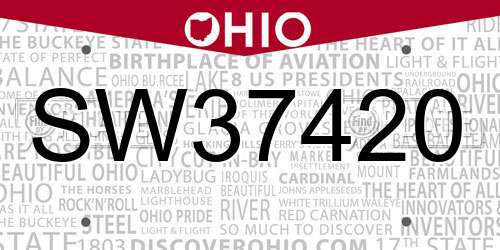 SW37420 Ohio License Plate