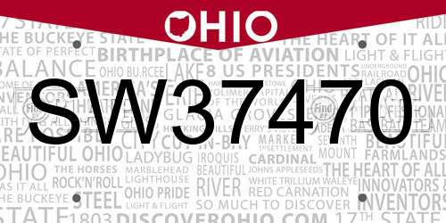 SW37470 Ohio License Plate