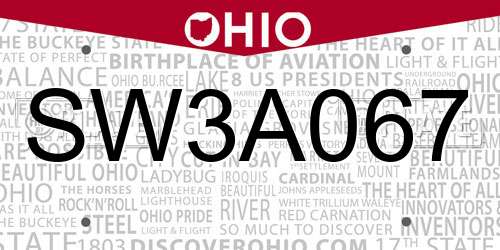 SW3A067 Ohio License Plate
