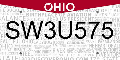 SW3U575 Ohio License Plate