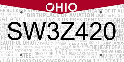 SW3Z420 Ohio License Plate