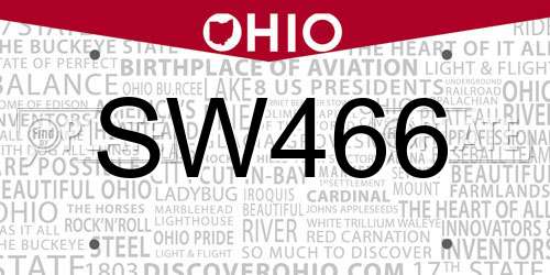 SW466 Ohio License Plate