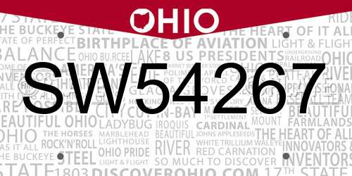 SW54267 Ohio License Plate