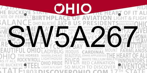 SW5A267 Ohio License Plate